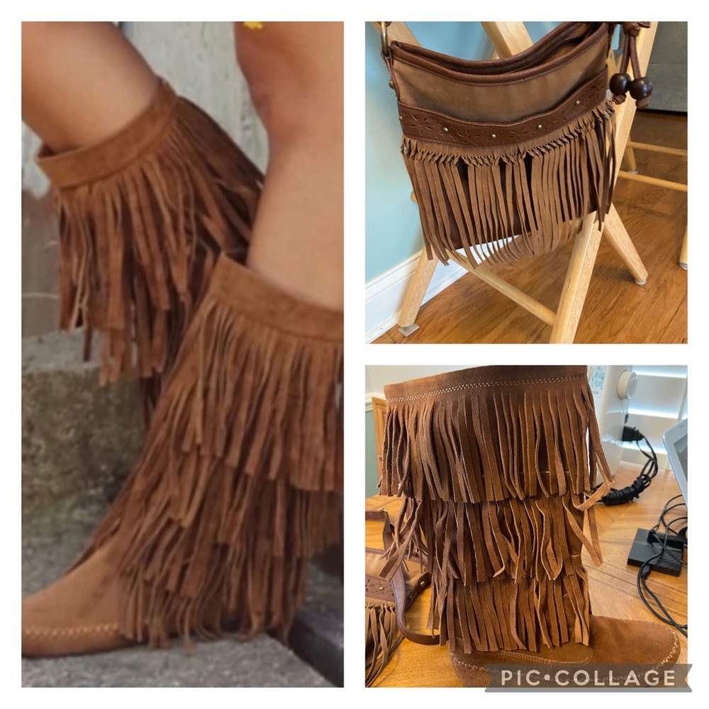 Lauren Conrad Moccasins Boots & Shoulder purse